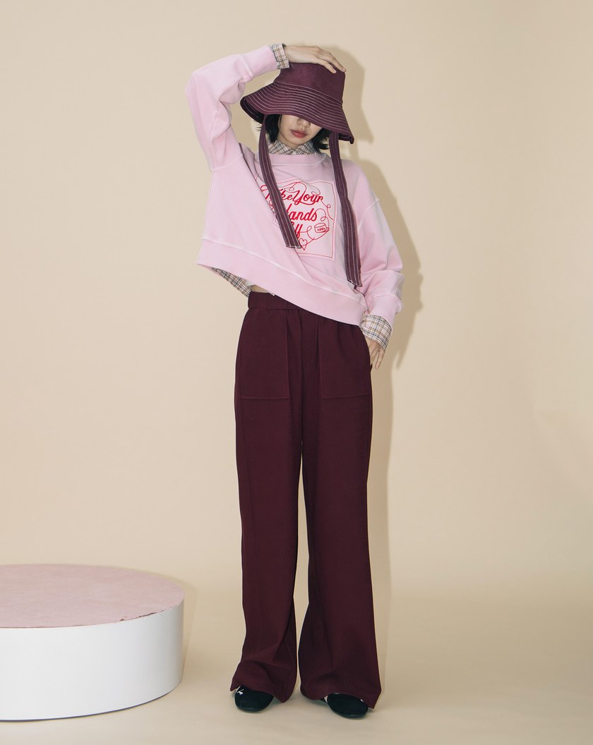 A｜立體顆粒針織口袋造型直筒寬褲(兩色)