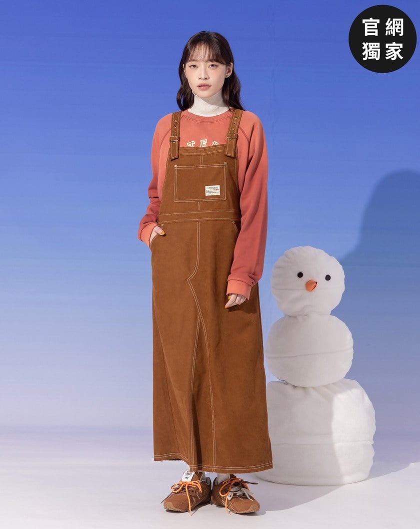 ➤不收邊下擺條絨工裝吊帶裙(兩色)