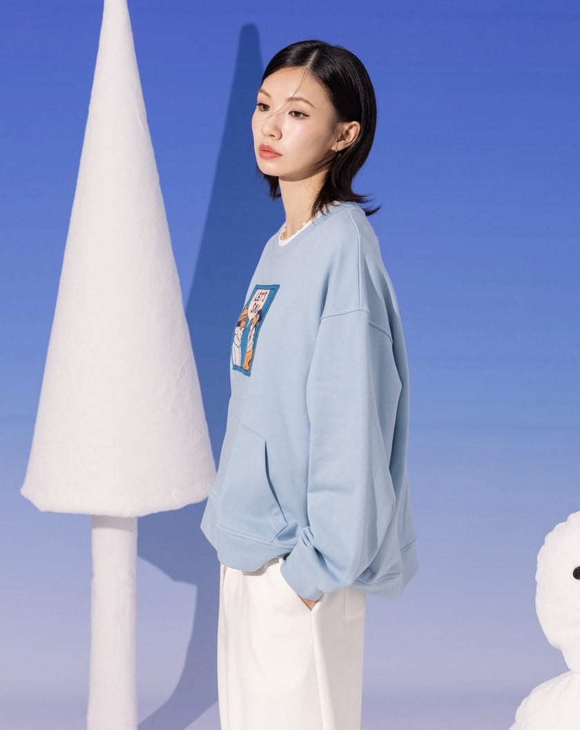 發熱LET'S SKI不對稱下擺大學T(兩色)