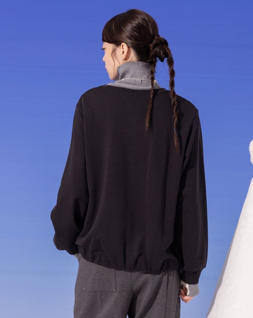 發熱不收邊英文貼布繡花大學T(兩色)