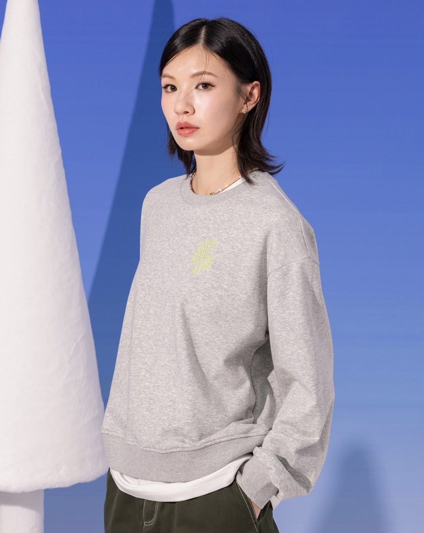 發熱斑駁印花落肩大學T(兩色)