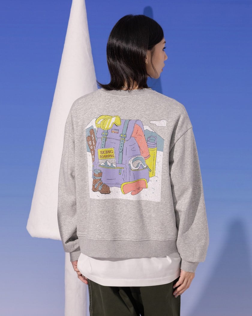 發熱斑駁印花落肩大學T(兩色)