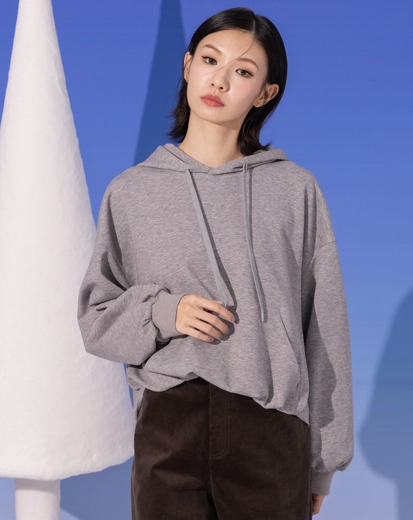 立體下擺彎刀袖造型帽T(三色)