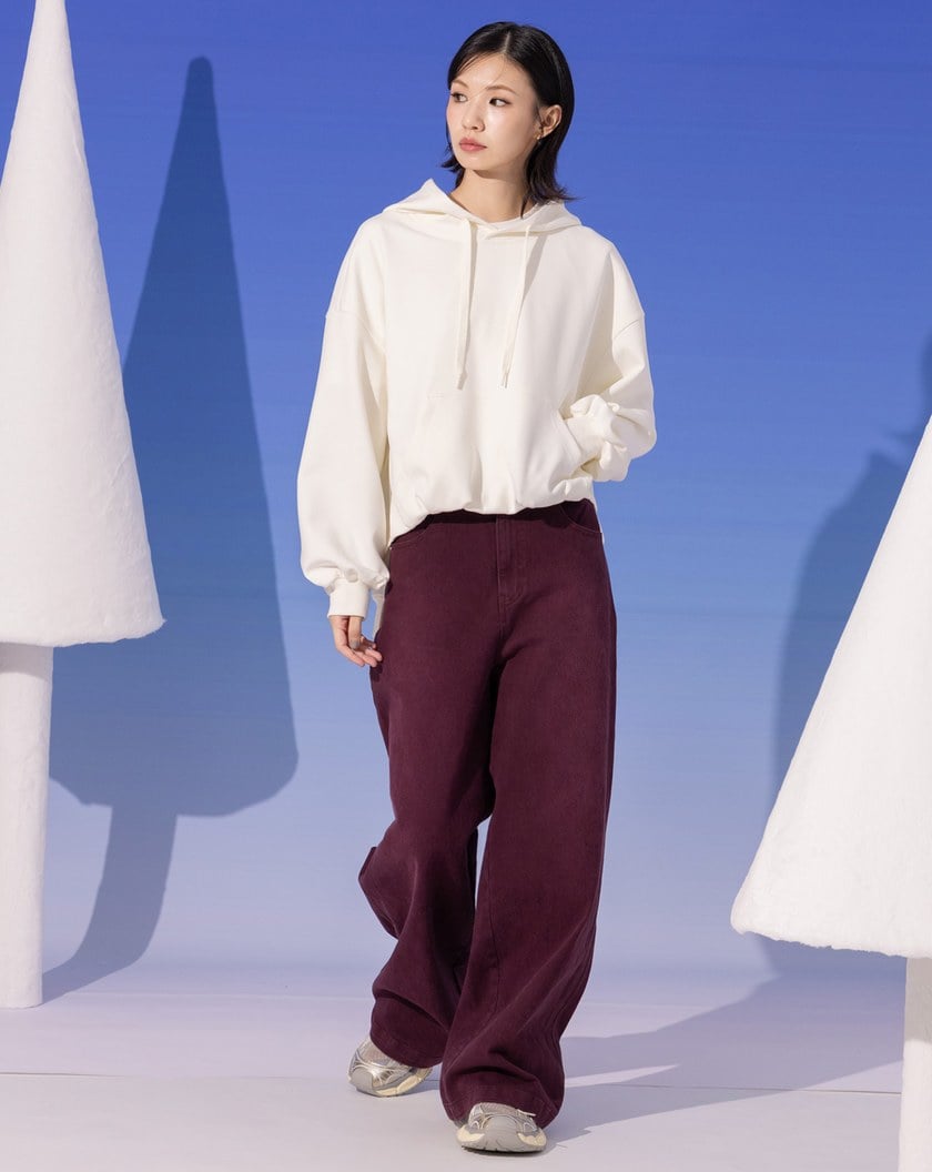 立體下擺彎刀袖造型帽T(三色)