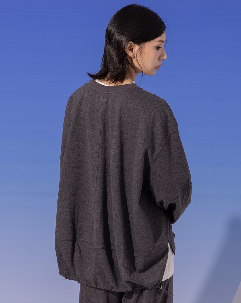 滑雪小人燈籠袖繭型上衣(兩色)