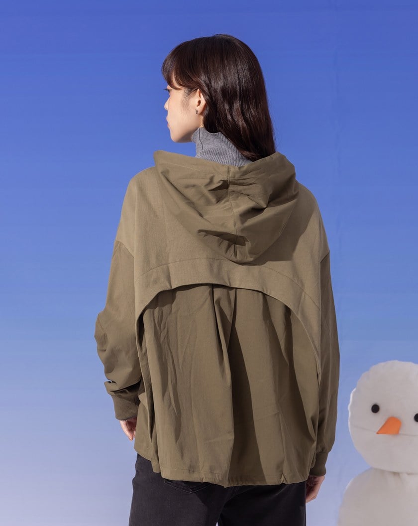 ➤異材質拼接造型帽T(兩色)