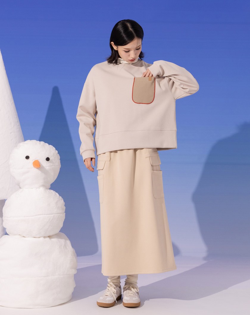 ➤裝飾口袋落肩大學T(兩色)