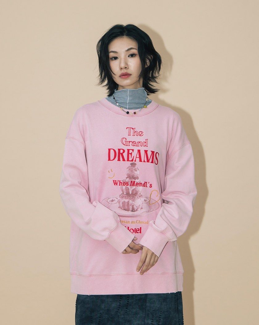 A|蠟染剪破甜點印花大學T(兩色)