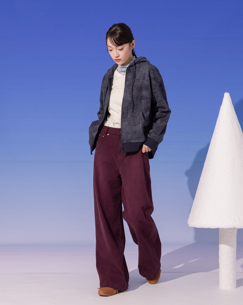 A|水洗仿舊剪破純棉打褶連帽外套(兩色)