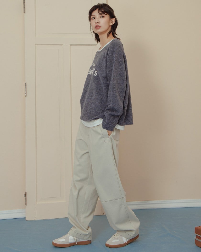 抗起球毛線編織繡花短版毛衣(兩色)