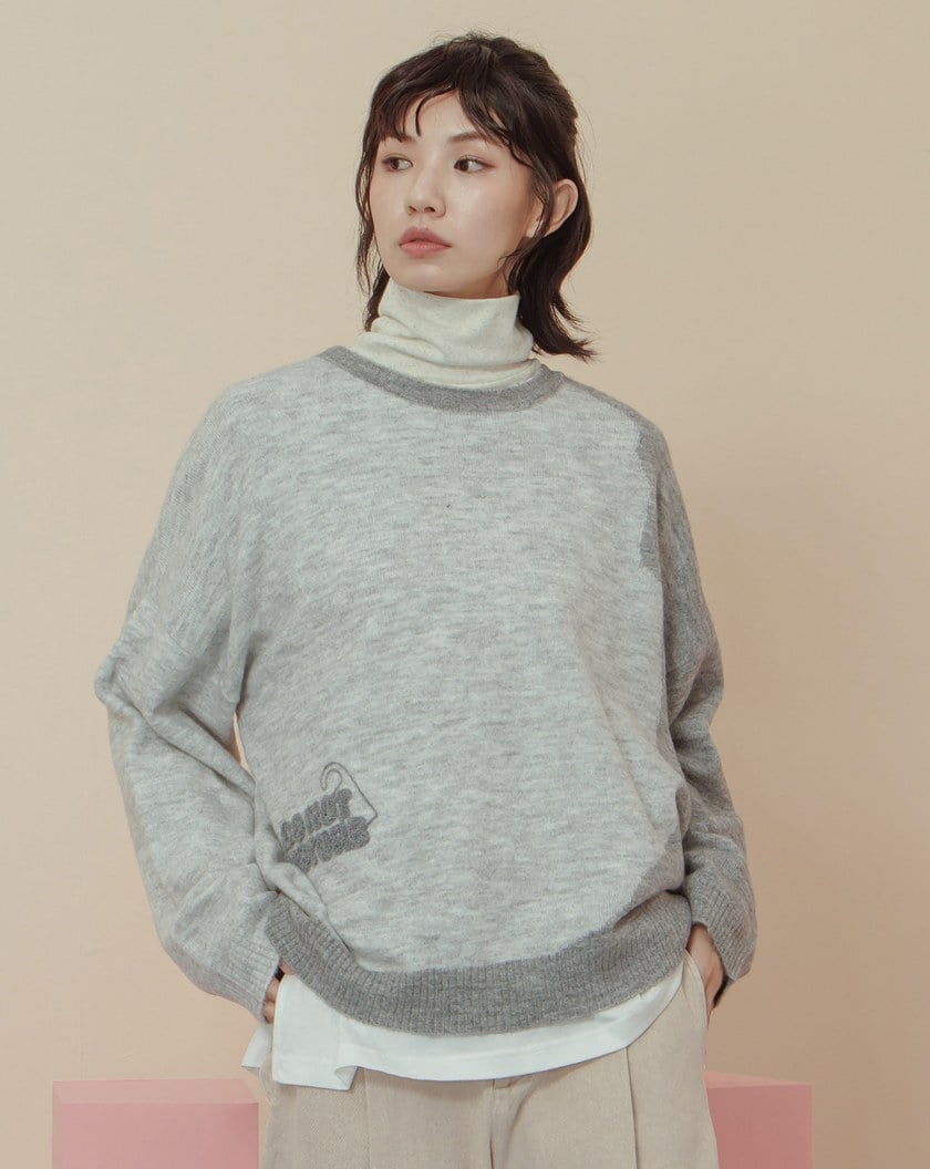 抗起球不規則撞色拼接毛衣(兩色)