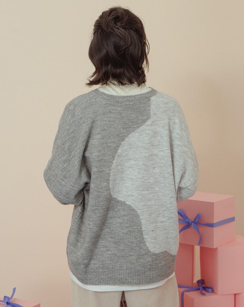 抗起球不規則撞色拼接毛衣(兩色)