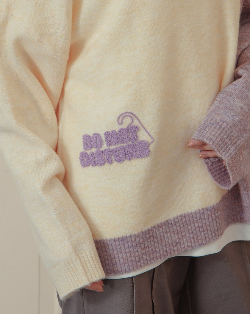 抗起球不規則撞色拼接毛衣(兩色)