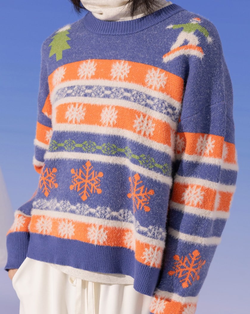 雪花圖騰毛絨毛衣(兩色)