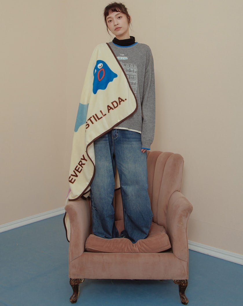 造型印花雙層配色領口針織毛衣(兩色)