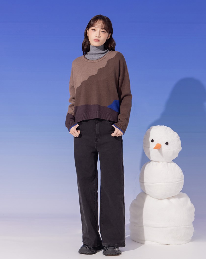 ➤抗起球色塊拼接毛衣(兩色)