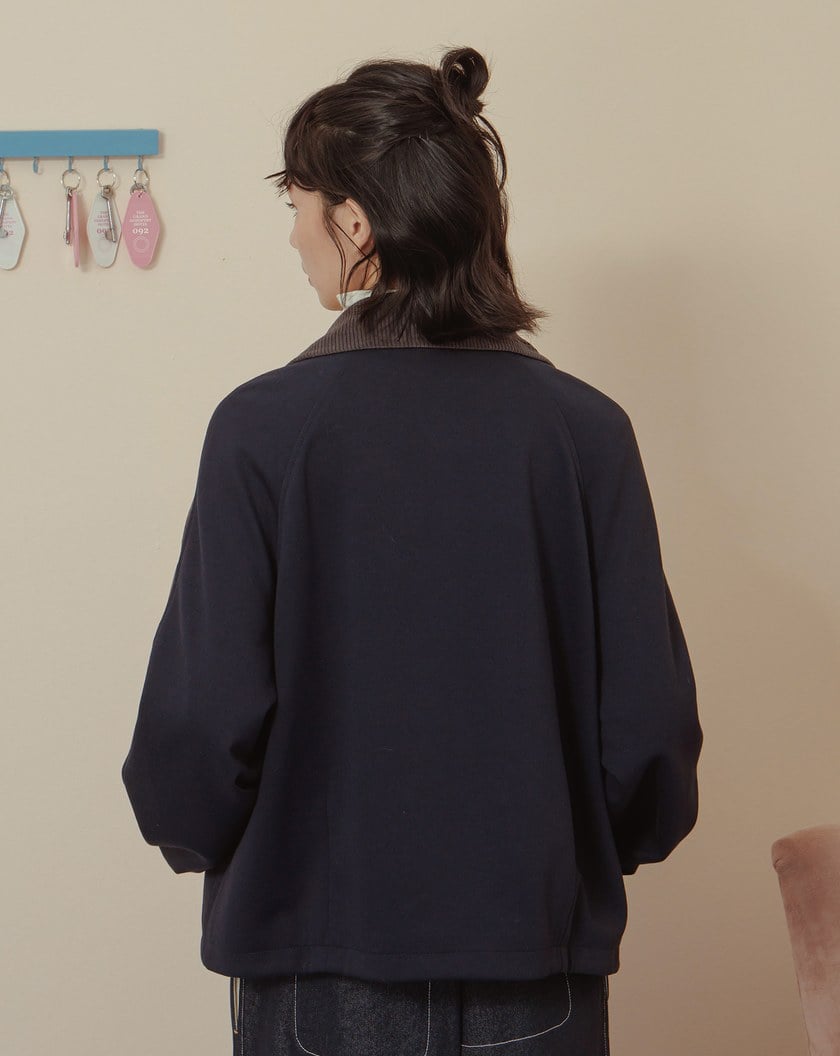 顯瘦異材質配色拼接襯衫外套(兩色)