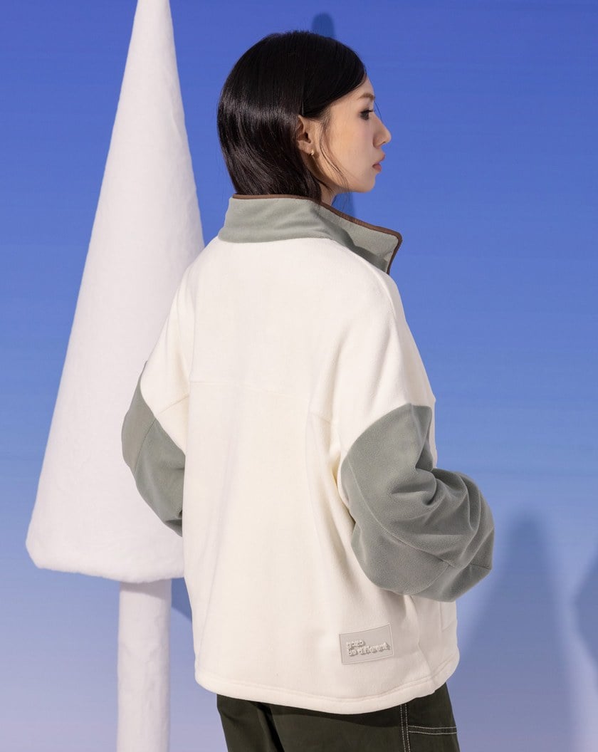 柔軟絨毛配色立領外套(兩色)