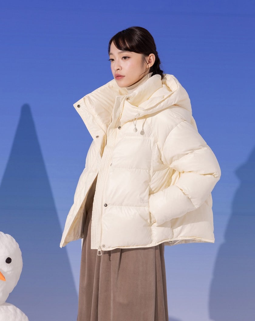 防風升級拇指洞高領連帽羽絨外套(兩色)