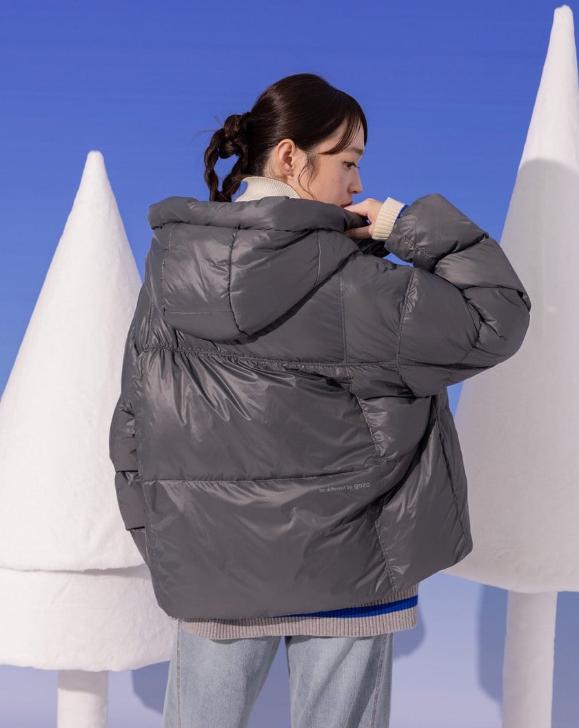 防風升級跳色拉鍊連帽羽絨外套(兩色)