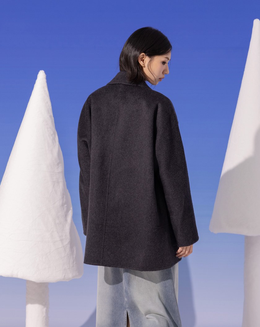 ➤大口袋輕量羊毛西裝大衣