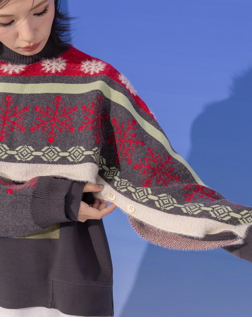 雪花圖騰毛絨上衣式圍脖(兩色)