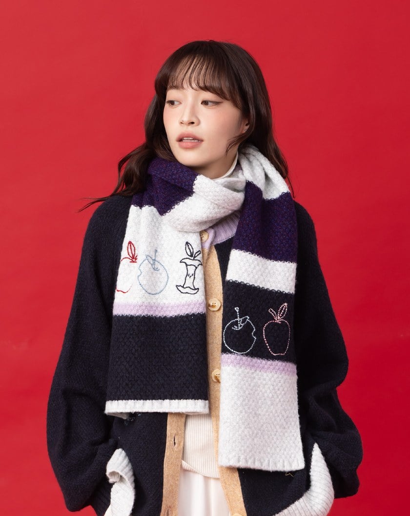 迪士尼系列 just one bite寬條紋跳色圍巾(兩色)