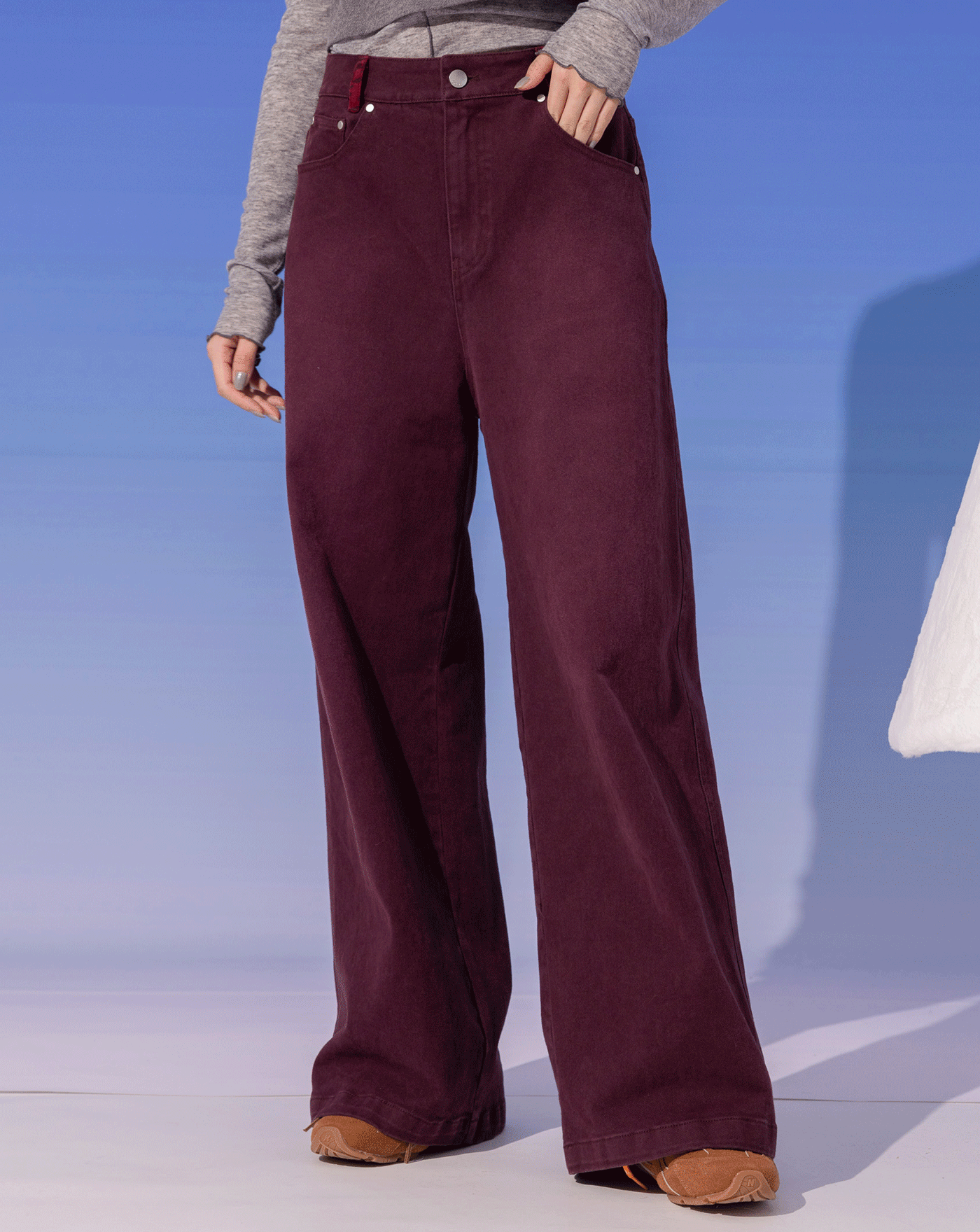 好比例豹紋拼接直筒寬褲(兩色)