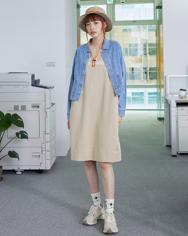 ➤你好 再見拼接休閒洋裝(兩色)
