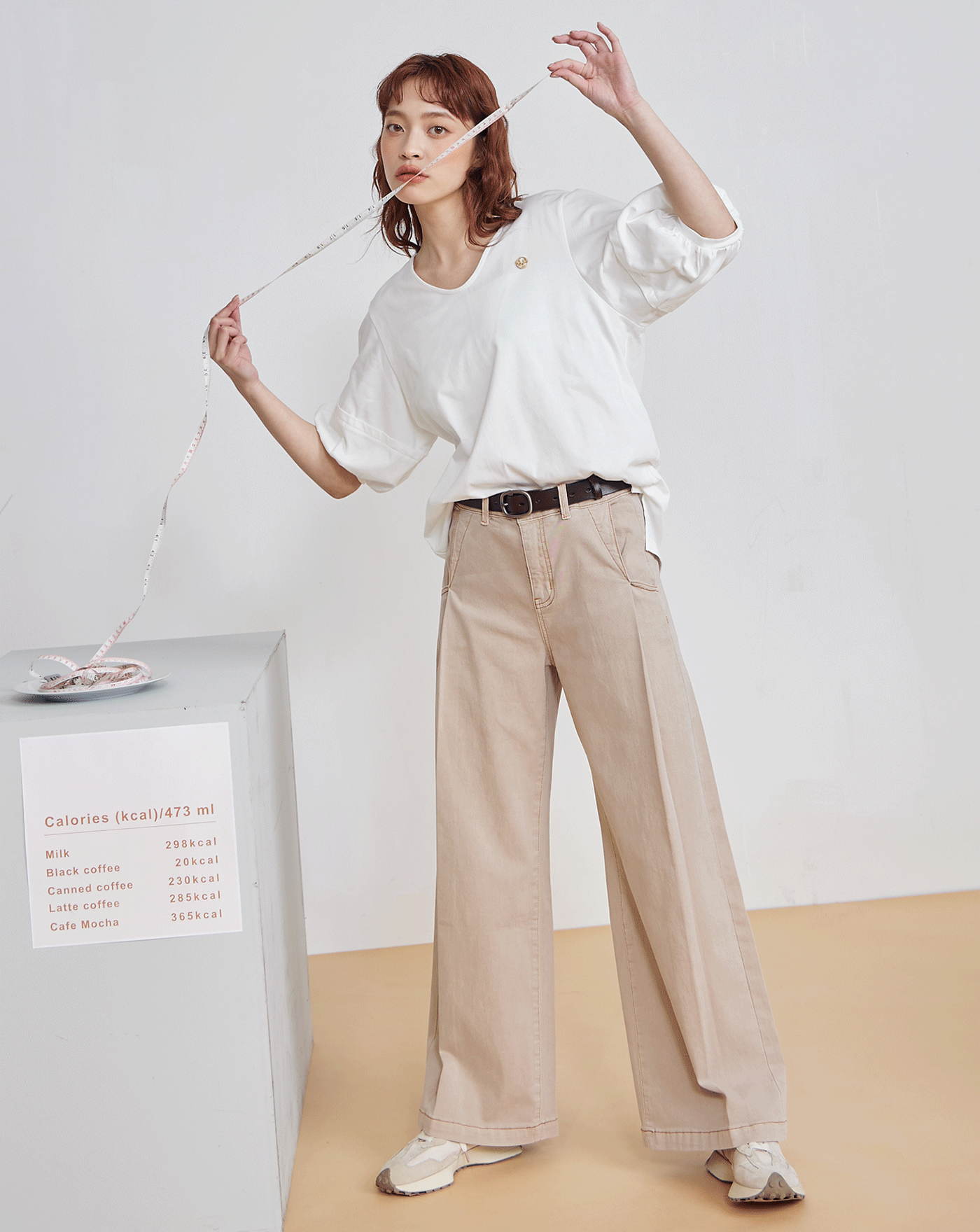 水洗率性打褶超彈纖長寬褲(兩色)