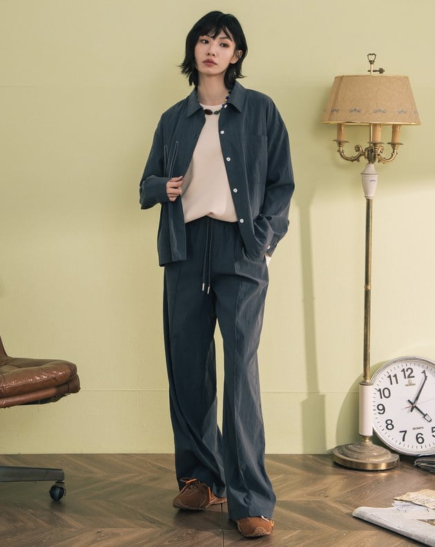 涼感天絲配色口袋造型壓線襯衫(兩色)