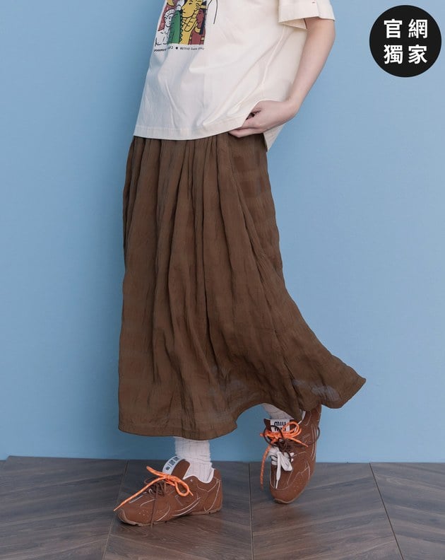 ➤涼感天絲皺皺紋理圓裙(兩色)