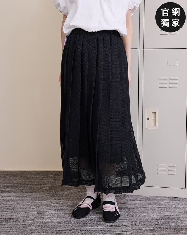 ➤網紗微透感鬆緊百褶裙(兩色)