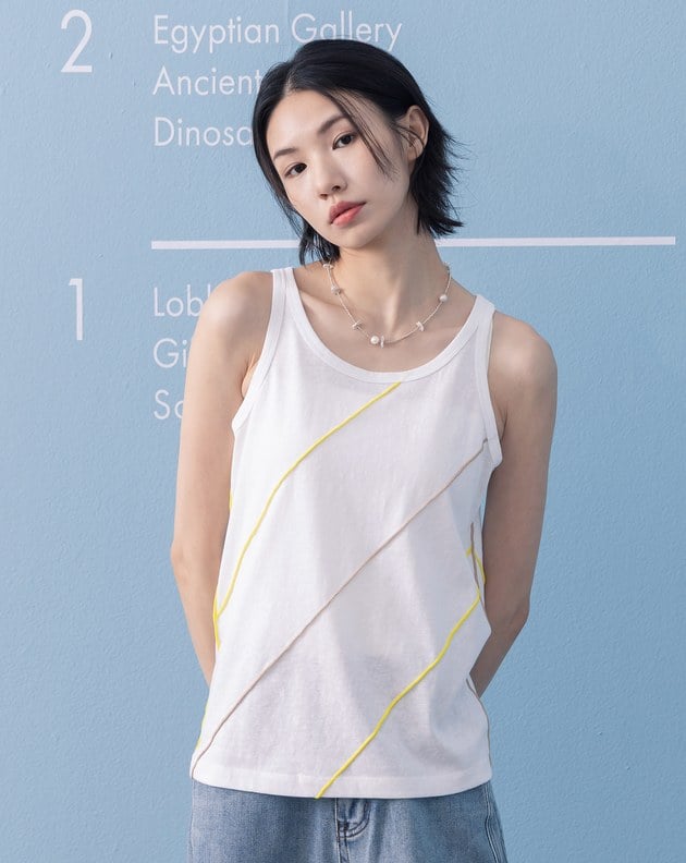 配色密拷邊竹節棉背心(兩色)