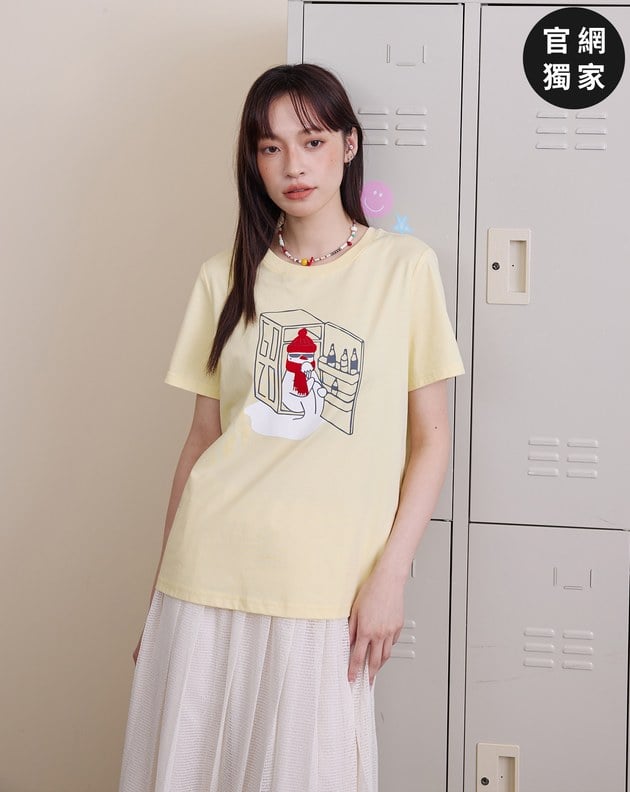 ➤雪人躲冰箱吹冷氣涼感T恤(三色)