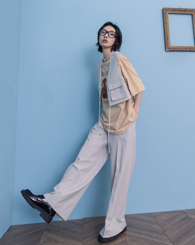 A｜雕像滑手機兩件式涼感T恤(兩色)