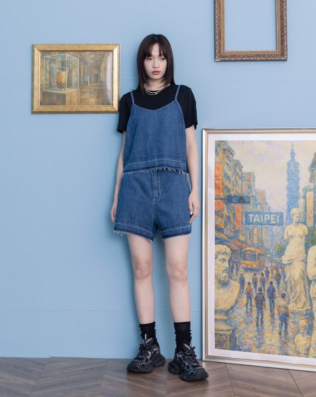 不收邊天絲牛仔短褲(兩色)