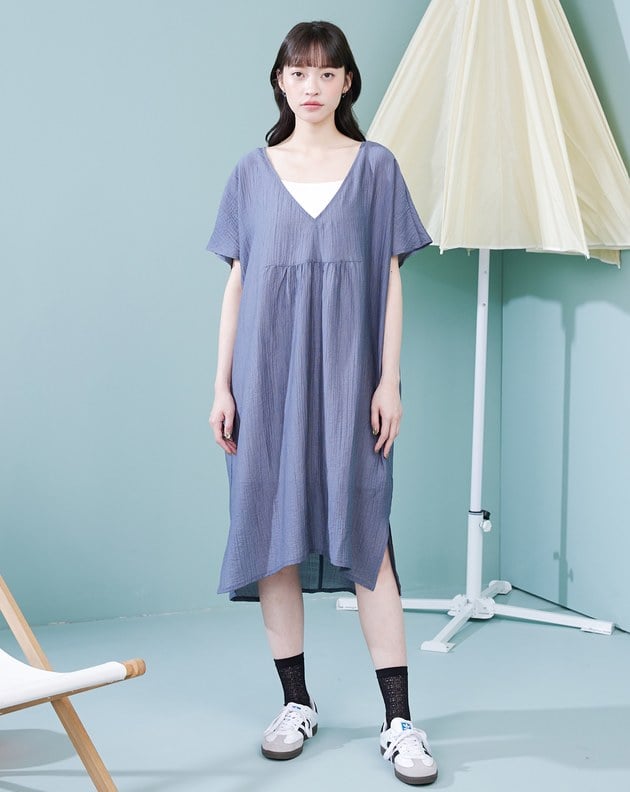 莫代爾輕薄涼感兩件式綁帶洋裝(兩色)