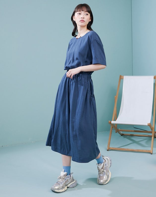 涼感天絲兩穿鬆緊收腰洋裝(兩色)