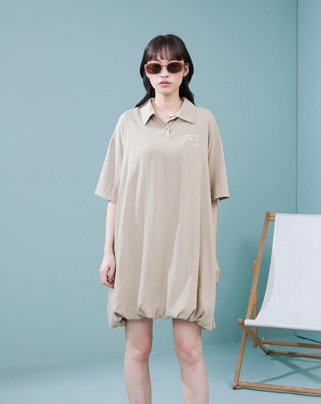 音樂撥放器水洗polo領涼感短洋裝(兩色)