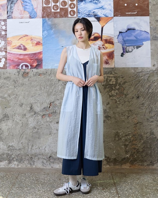 涼感天絲透膚外罩背心洋裝(兩色)