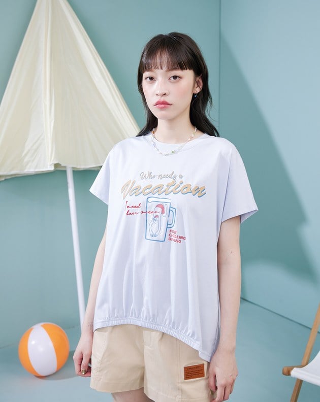 我想去啤酒海度假鬆緊涼感T恤(兩色)