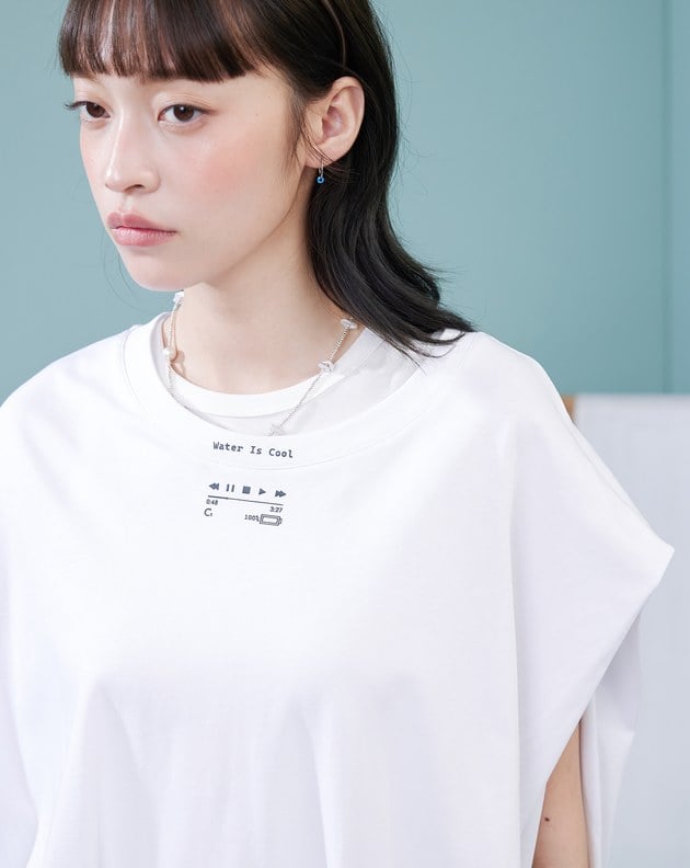 音樂撥放器抓褶連袖涼感上衣(兩色)