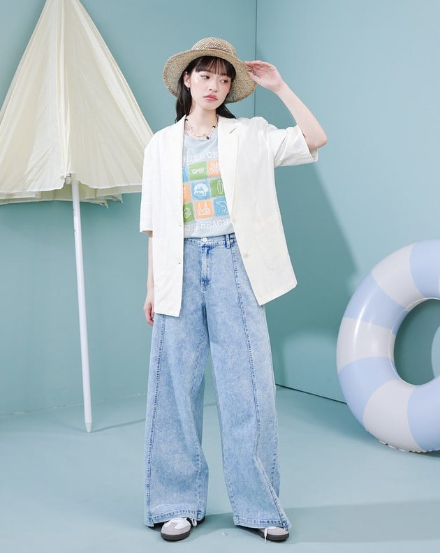 涼感天絲蓬袖短袖西裝外套(兩色)