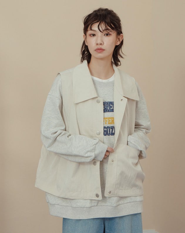 涼感天絲大翻領下擺可調節抽繩背心(兩色)