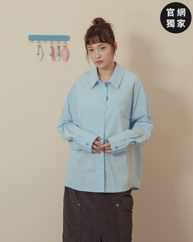 ➤廓型袖隱形口袋長袖襯衫(兩色)
