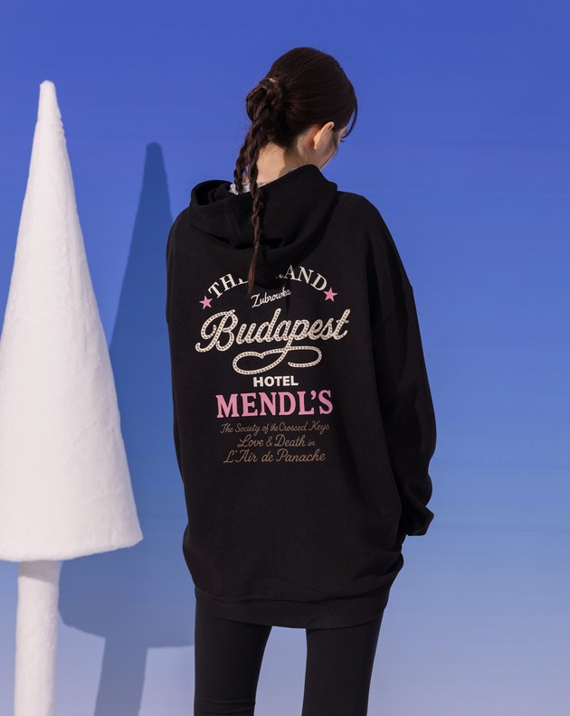 異材質假兩件V領長版連帽上衣(兩色)