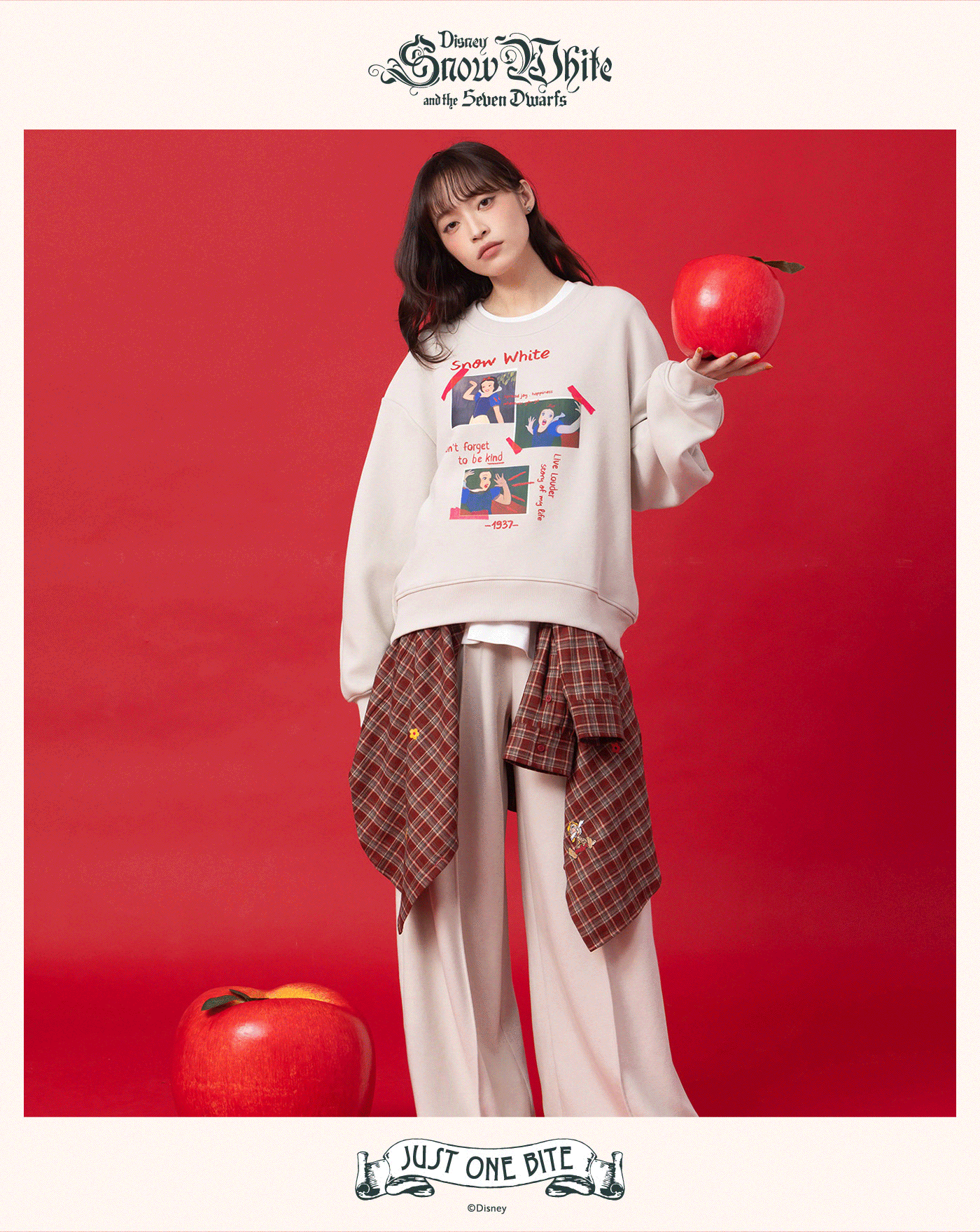 迪士尼系列 白雪公主三連拍立體拋袖大學T