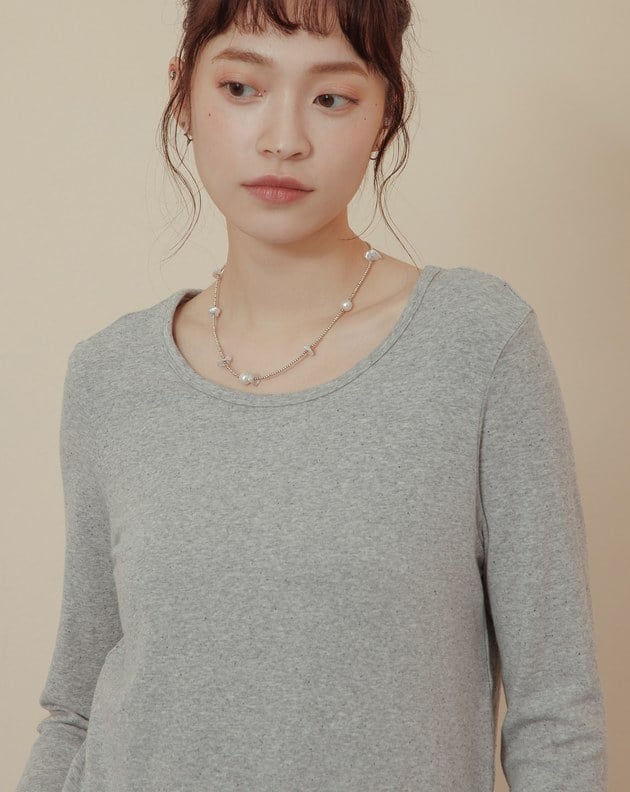 發熱羊絨彈力圓領內搭長袖上衣(三色)