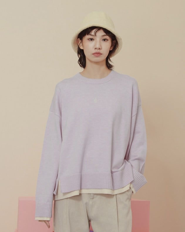 gozo皇冠繡花假兩件針織毛衣(兩色)